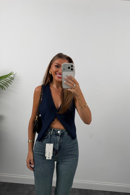 Premium Kalite Paçası Kesik Toparlayıcı Boyfit Jean Vintage Orta Mavi 1019 