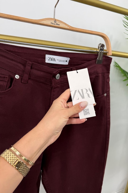 Premium Kalite Paçası Kesik Toparlayıcı Boyfit Jean Bordo