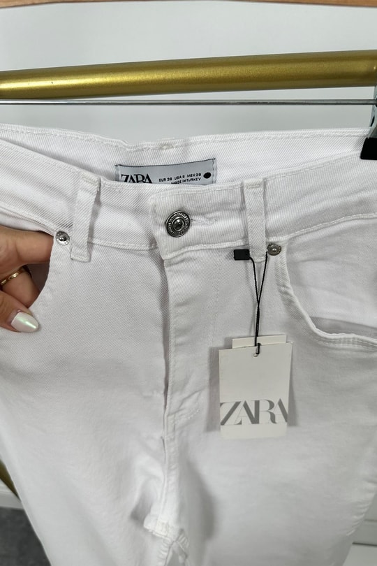 Premium Kalite Tam Pamuklu Likralı Straight Jean Beyaz
