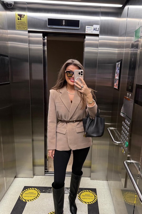 Premium Kalite Tay Tüyü Blazer Açık Renk Taşımsı
