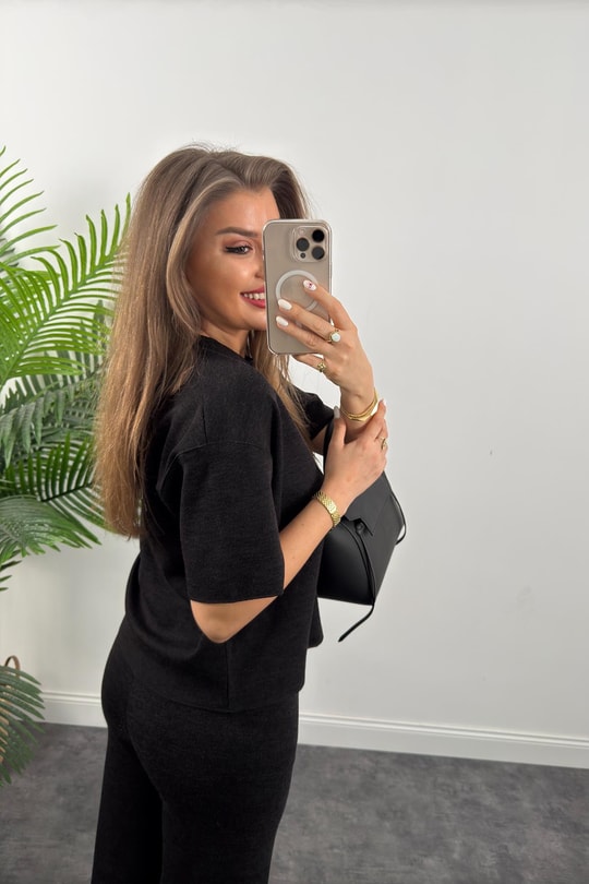 Premium Seri 4 Mevsim Likralı Basic Örme Takım Siyah