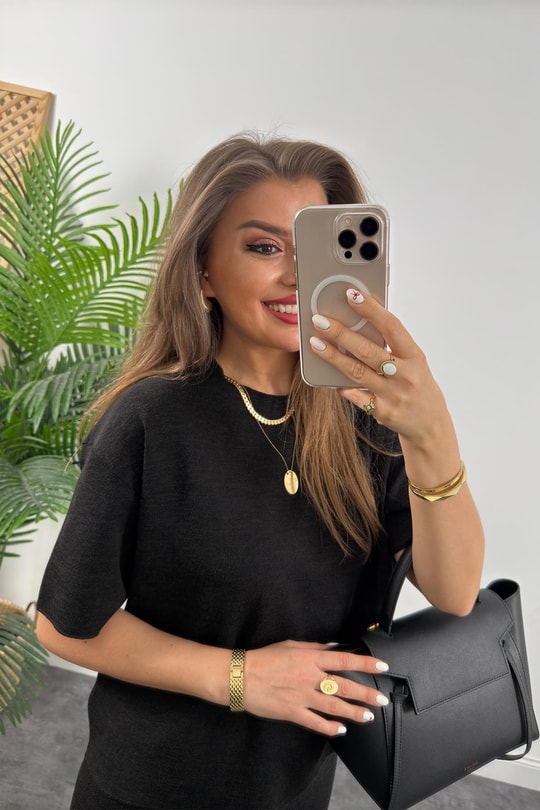 Premium Seri 4 Mevsim Likralı Basic Örme Takım Siyah