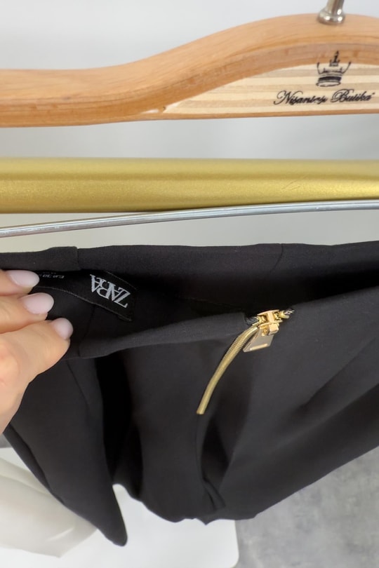 Premium Seri Arkası Gold Fermuarlı Double Kalın Kumaş Korsaj Palazzo Siyah