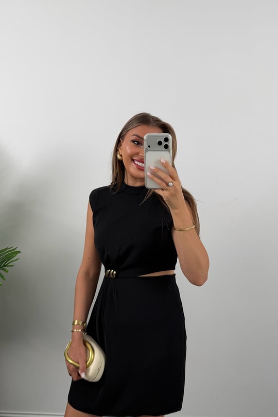Premium Seri Bel Detaylı Vatkalı Elbise