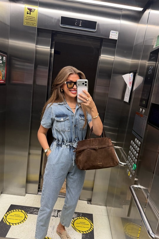 Premium Seri Beli Lastikli Jean Tulum Light Blue