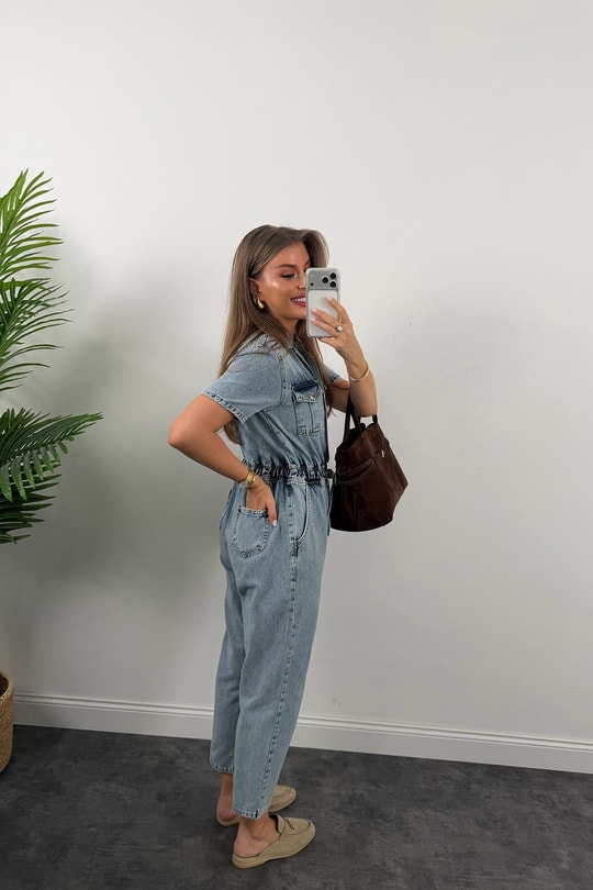 Premium Seri Beli Lastikli Jean Tulum Light Blue