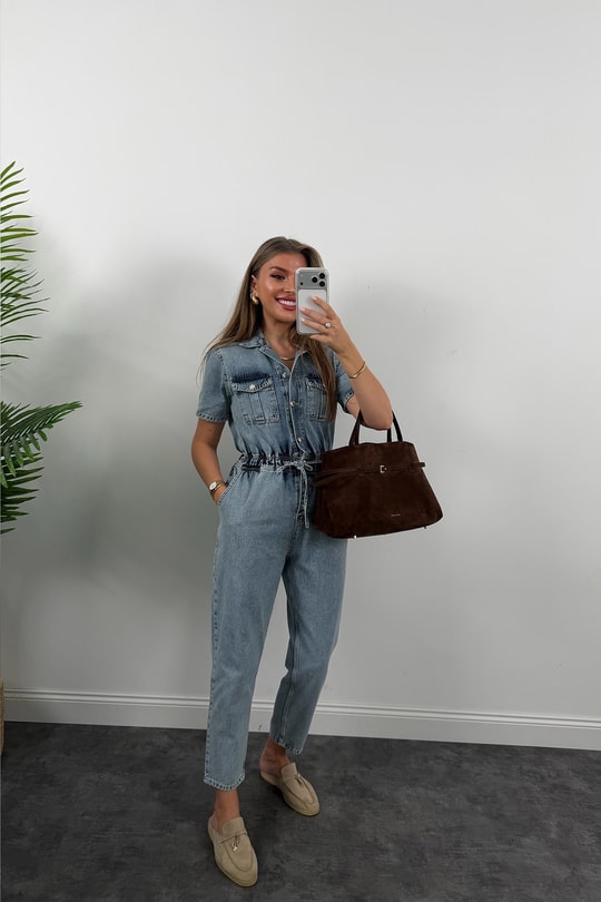Premium Seri Beli Lastikli Jean Tulum Light Blue