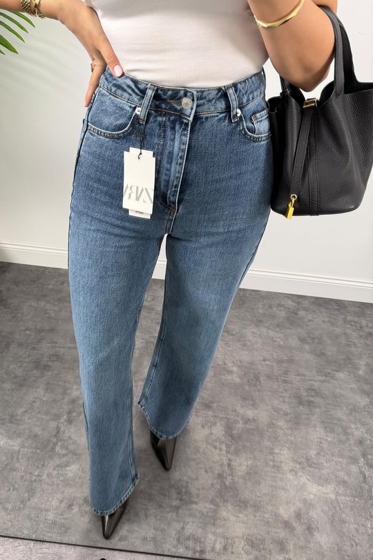 Premium Seri Bol Paça Yüksek Bel Jean 520 Mavisi 1001