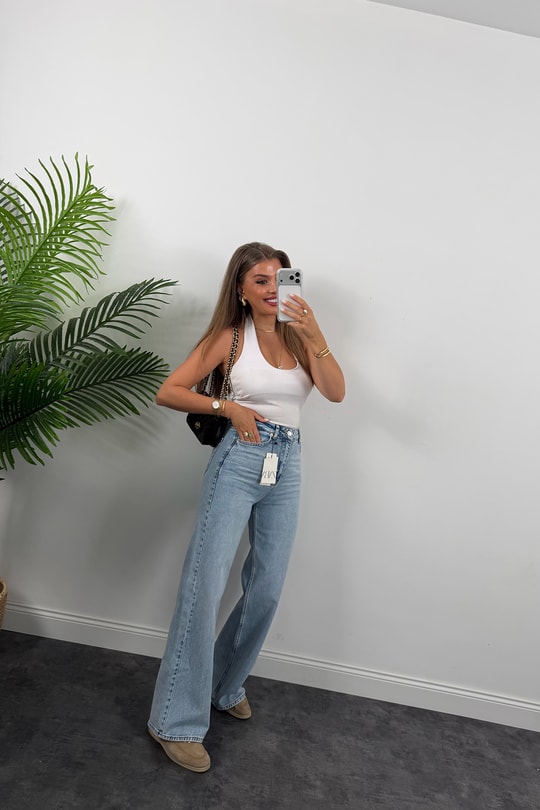 Premium Seri Bol Paça Yüksek Bel Jean Light Blue 1006