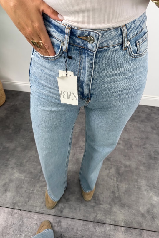 Premium Seri Bol Paça Yüksek Bel Jean Light Blue 1006