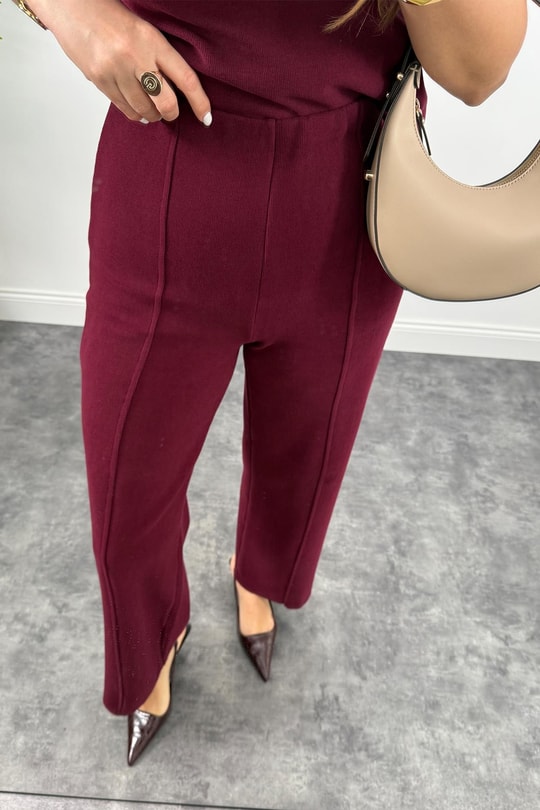 Premium Seri Dik Yaka Likralı Çelik Selanik Takım Bordo