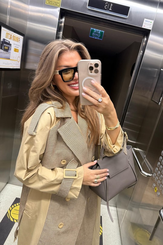Premium Seri Ekose Garnili Tasarım Trençkot