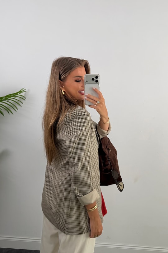 Premium Seri Ekoseli Massi Blazer Ceket