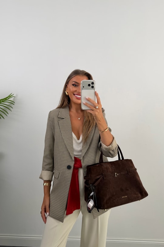 Premium Seri Ekoseli Massi Blazer Ceket