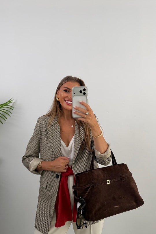 Premium Seri Ekoseli Massi Blazer Ceket