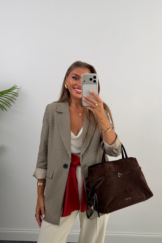 Premium Seri Ekoseli Massi Blazer Ceket