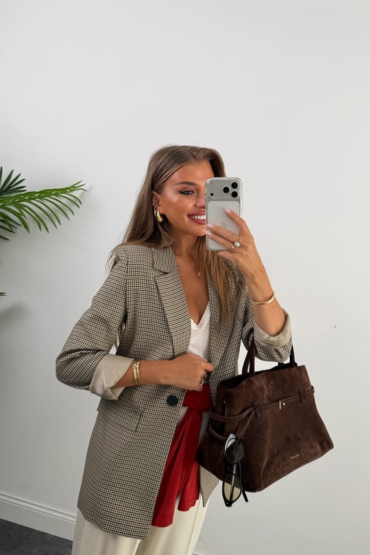 Premium Seri Ekoseli Massi Blazer Ceket