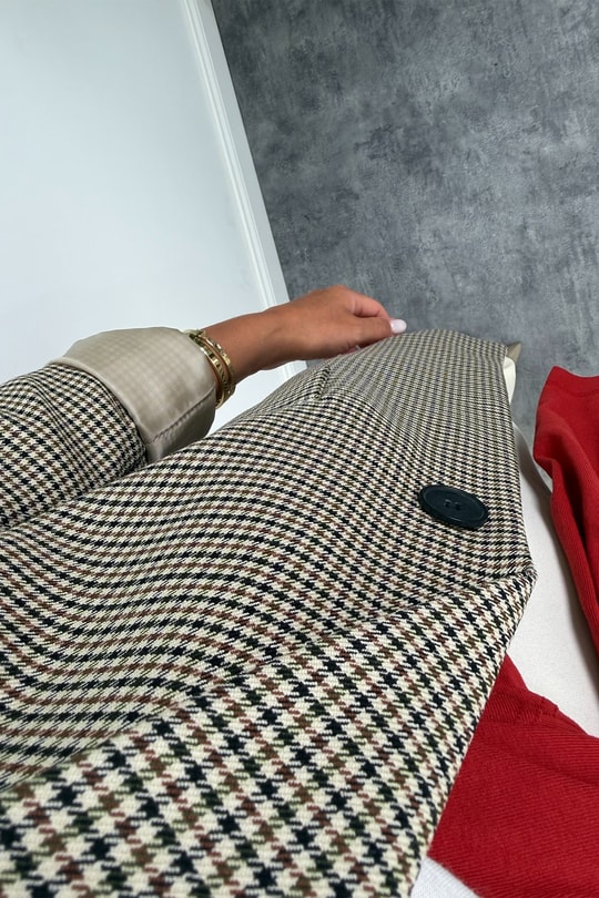 Premium Seri Ekoseli Massi Blazer Ceket