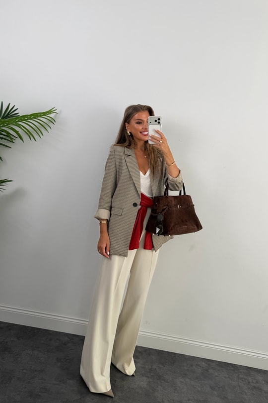 Premium Seri Ekoseli Massi Blazer Ceket