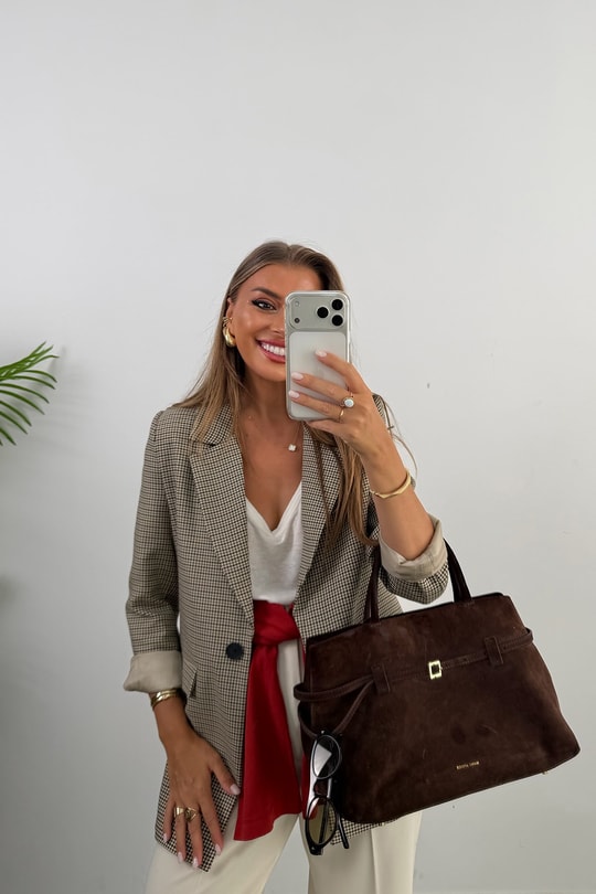 Premium Seri Ekoseli Massi Blazer Ceket