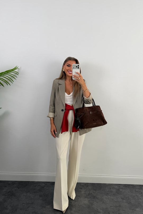 Premium Seri Ekoseli Massi Blazer Ceket