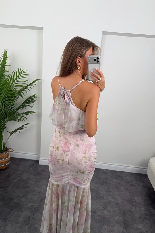 Premium Seri Floral Tül Elbise