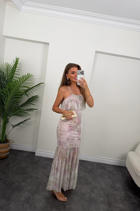 Premium Seri Floral Tül Elbise