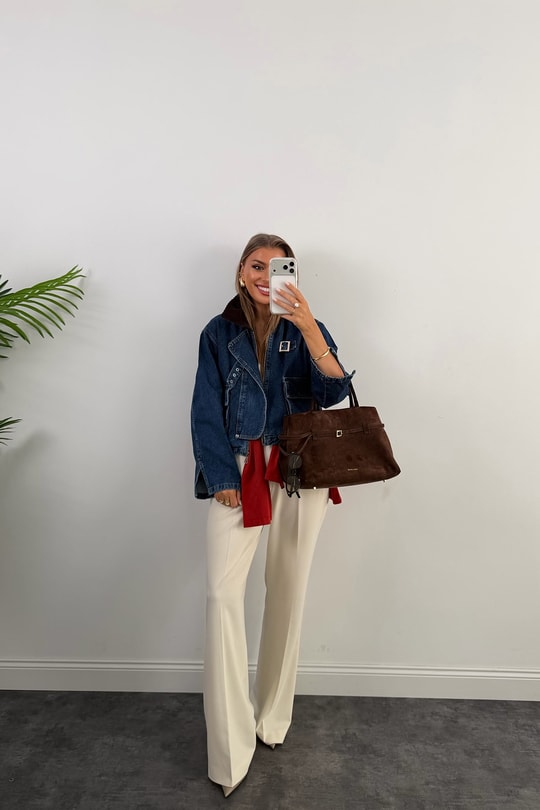 Premium Seri Kadife Yaka Tasarım Jean Ceket