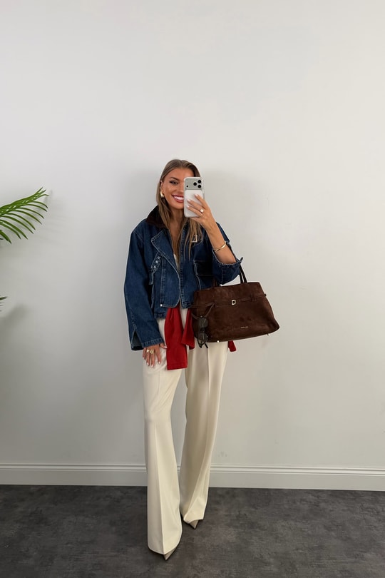 Premium Seri Kadife Yaka Tasarım Jean Ceket