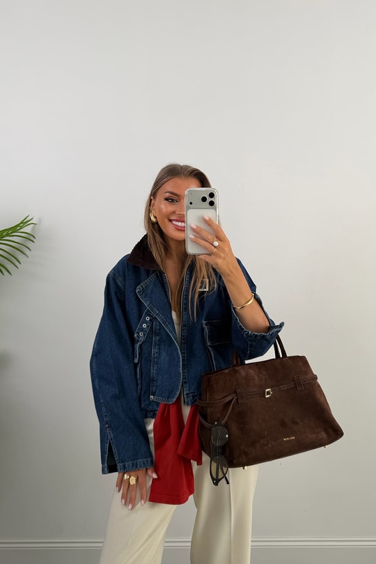 Premium Seri Kadife Yaka Tasarım Jean Ceket