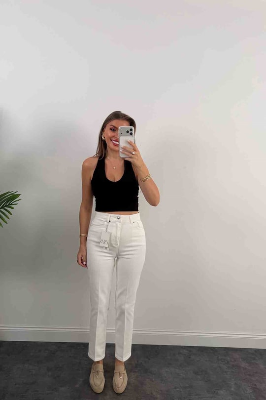 Premium Seri Kalem Paça Ütülü BF Jean Beyaz  
