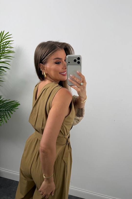 Premium Seri Kemerli Bol Paça Safari Tulum Olive