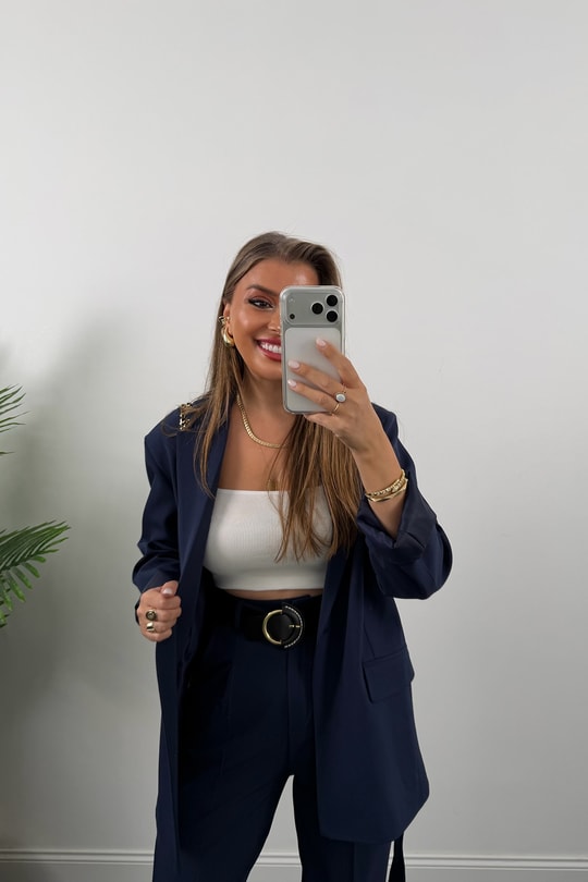 Premium Seri Kemerli Pantolon Ceket Takım Lacivert