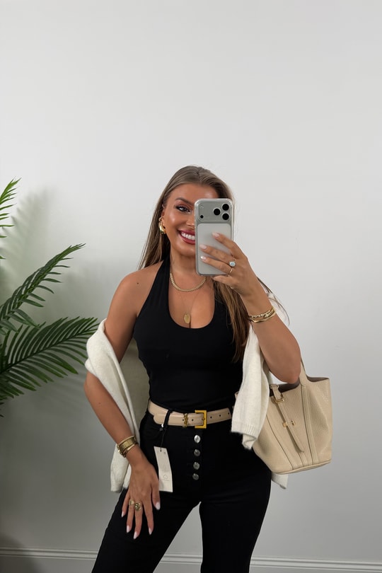 Premium Seri Likralı Düğmeli İspanyol Jean Siyah