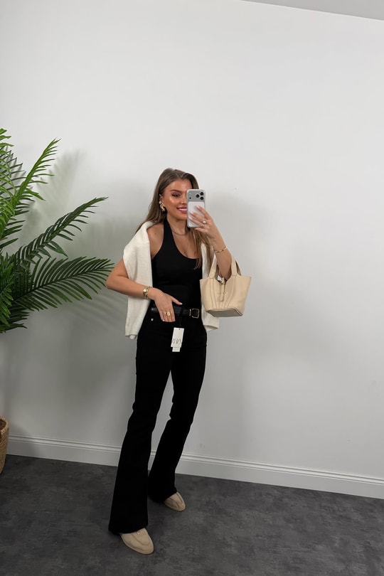 Premium Seri Likralı Süper Black İspanyol Jean Siyah