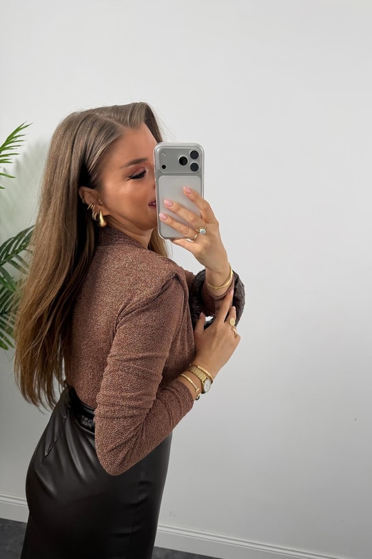 Premium Seri Likralı Yumuşak Deri Kalem Etek Acı Kahve