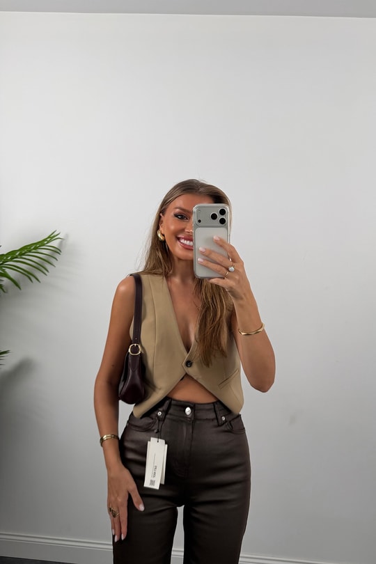 Premium Seri Mumlu Likralı Pamuklu BF Jean Acı Kahve 