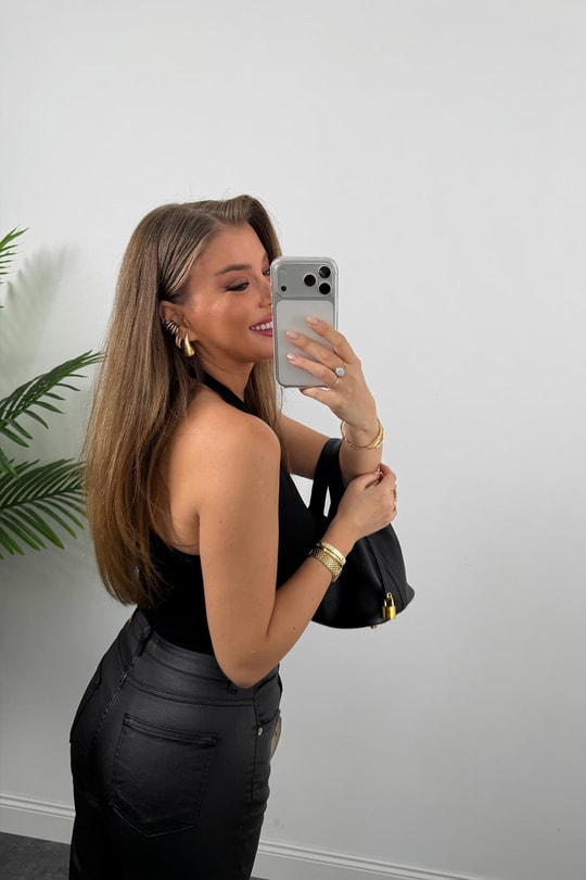 Premium Seri Mumlu Likralı Pamuklu Palazzo Jean Siyah