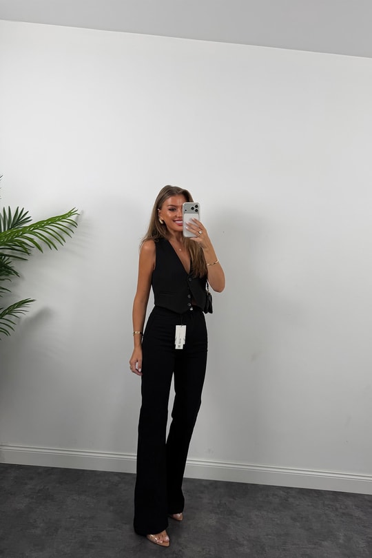 Premium Seri Özel Kalıp Ütülü İspanyol Jean Süper Black