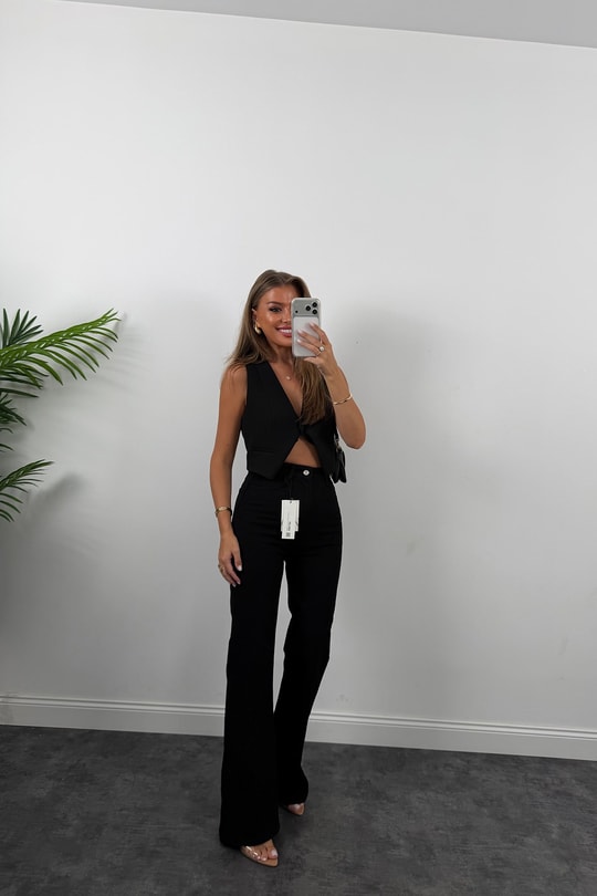 Premium Seri Özel Kalıp Ütülü İspanyol Jean Süper Black