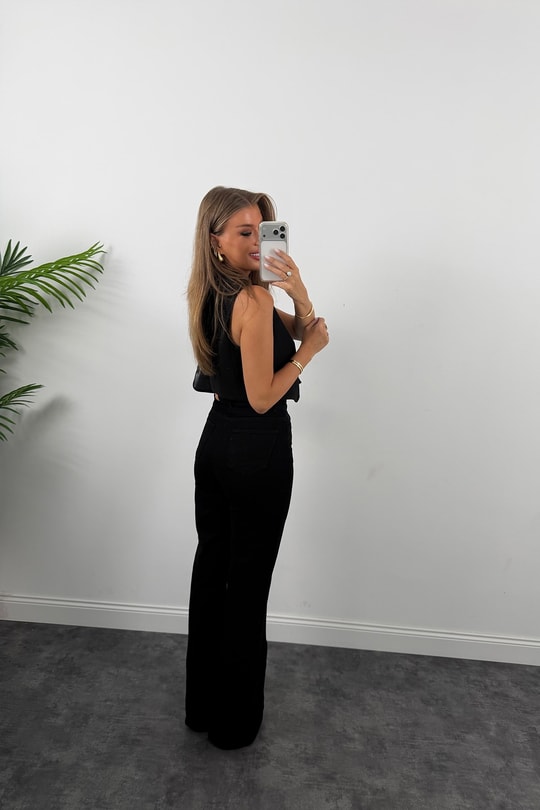 Premium Seri Özel Kalıp Ütülü İspanyol Jean Süper Black