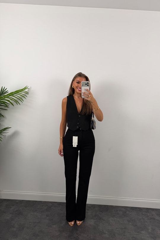 Premium Seri Özel Kalıp Ütülü İspanyol Jean Süper Black