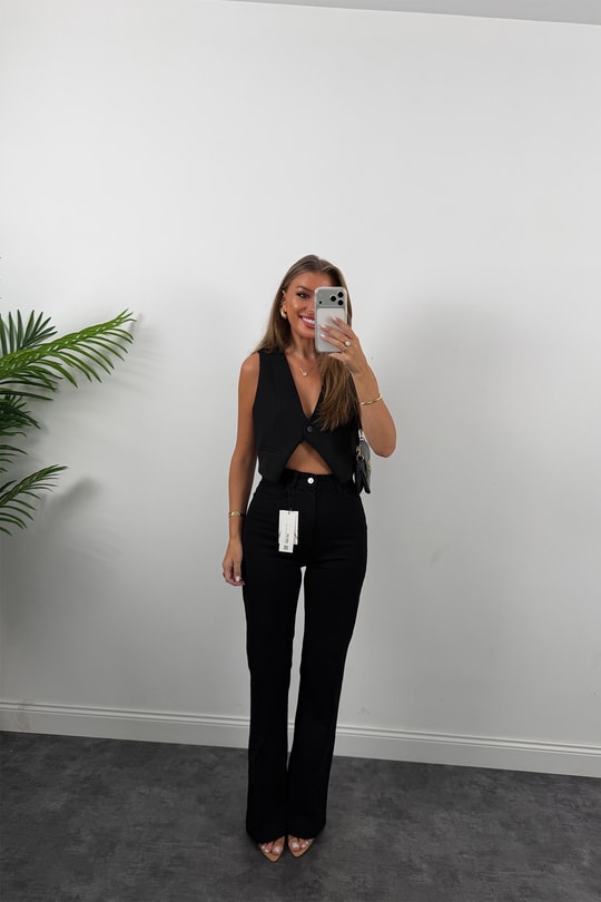 Premium Seri Özel Kalıp Ütülü İspanyol Jean Süper Black