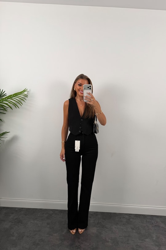 Premium Seri Özel Kalıp Ütülü İspanyol Jean Süper Black