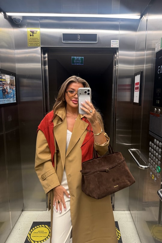 Premium Seri Özel Kumaş Maxi Klasik Trençkot Camel