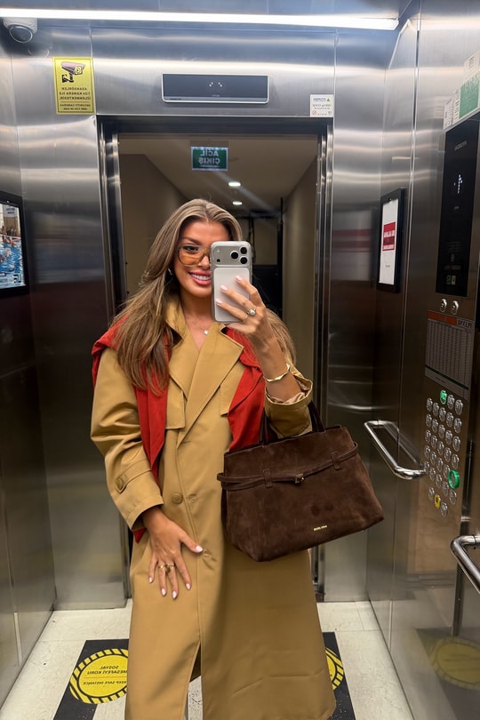 Premium Seri Özel Kumaş Maxi Klasik Trençkot Camel