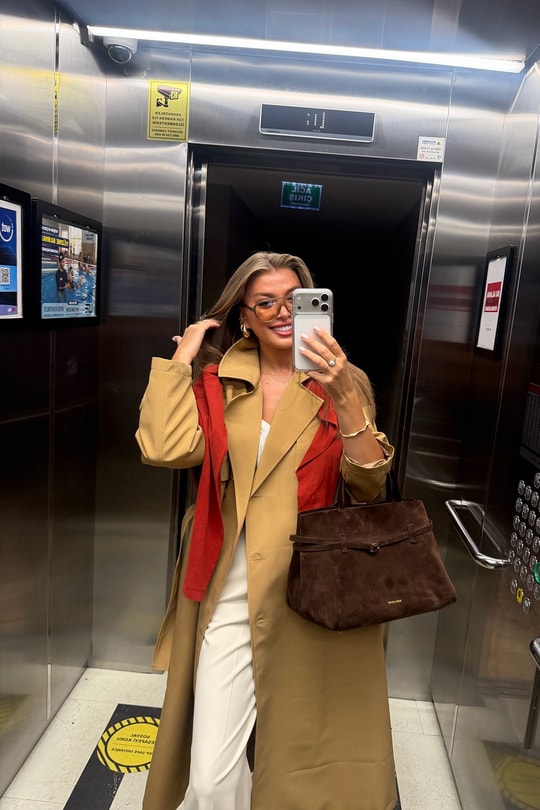 Premium Seri Özel Kumaş Maxi Klasik Trençkot Camel