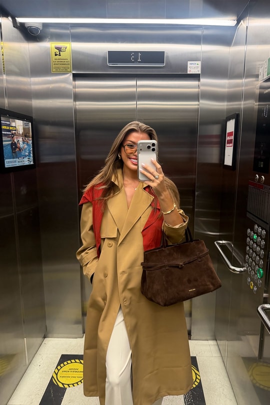 Premium Seri Özel Kumaş Maxi Klasik Trençkot Camel