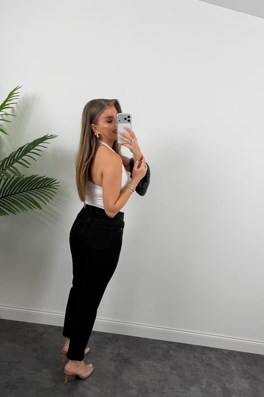 Premium Seri Paçası Dikişli Bf Jean Pantolon Koyu Antrasit