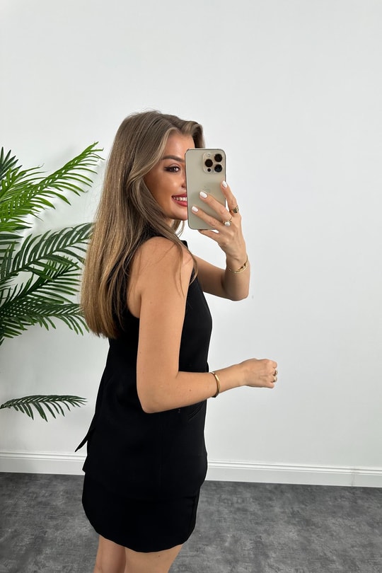 Premium Seri Pinterest Model Etek Yelek Takım Siyah